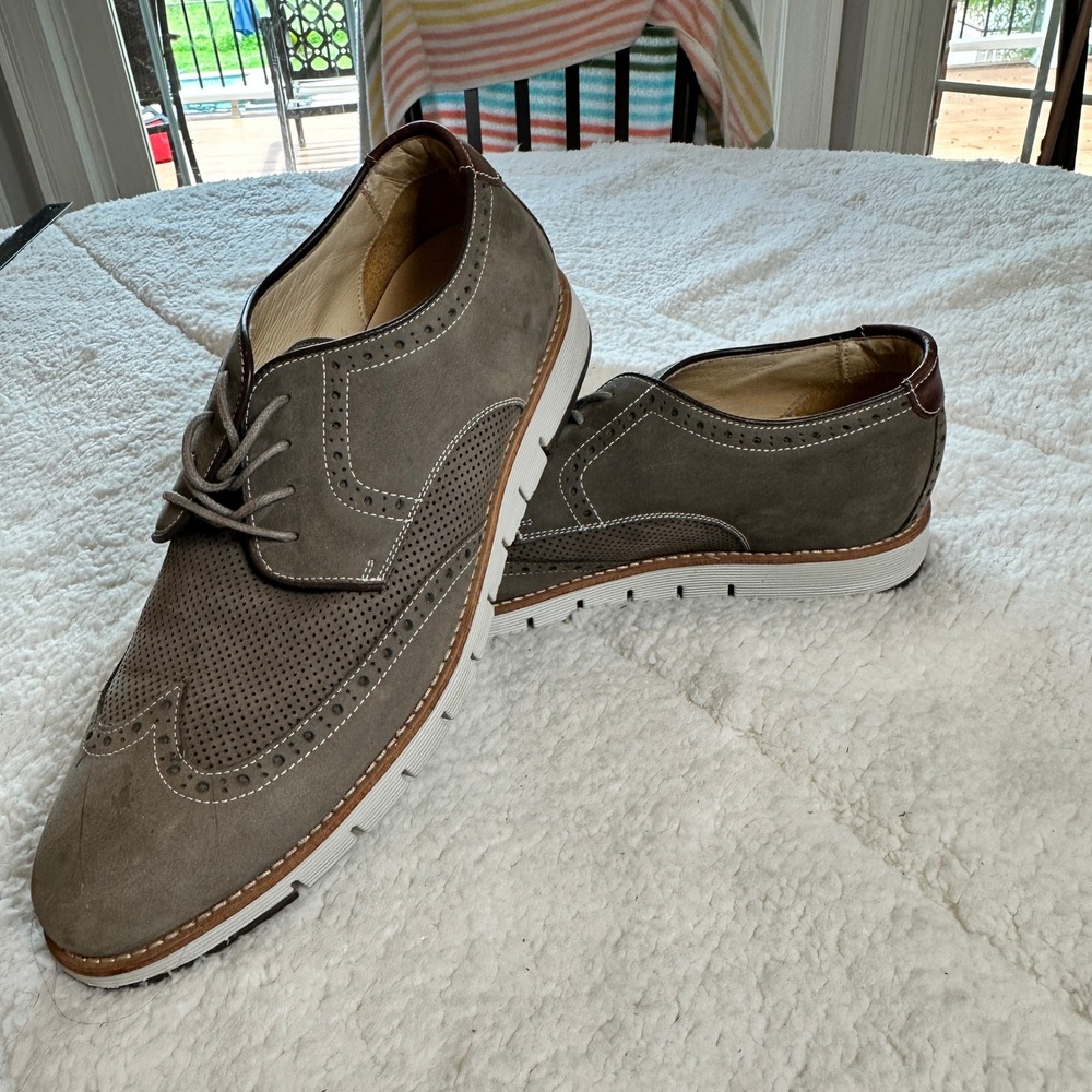 Johnston & Murphy J&M 1850 Mens 11.5 Grey Suede Wingtip Oxfords Preppy
